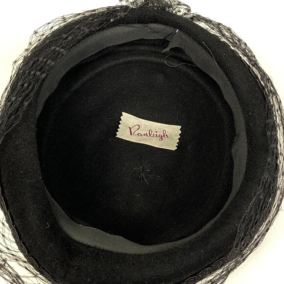 Vintage Ranleigh Pillbox Hat Face Veil Netting Brown Black Derby Church main image 6